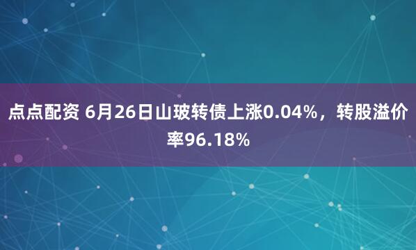 点点配资 6月26日山玻转债上涨0.04%，转股溢价率96.18%