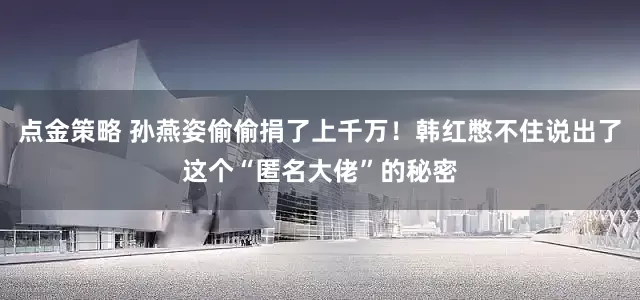 点金策略 孙燕姿偷偷捐了上千万！韩红憋不住说出了这个“匿名大佬”的秘密