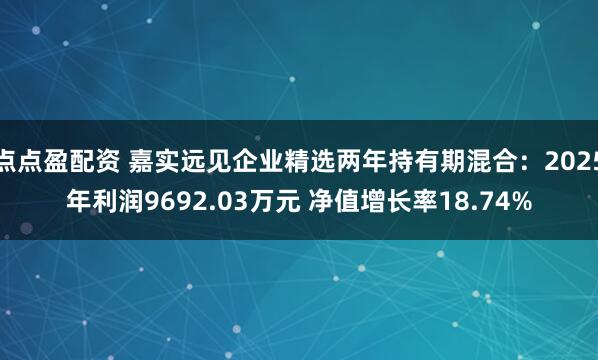 点点盈配资 嘉实远见企业精选两年持有期混合:2025年利润9692.03万元 净值增长率18.74%